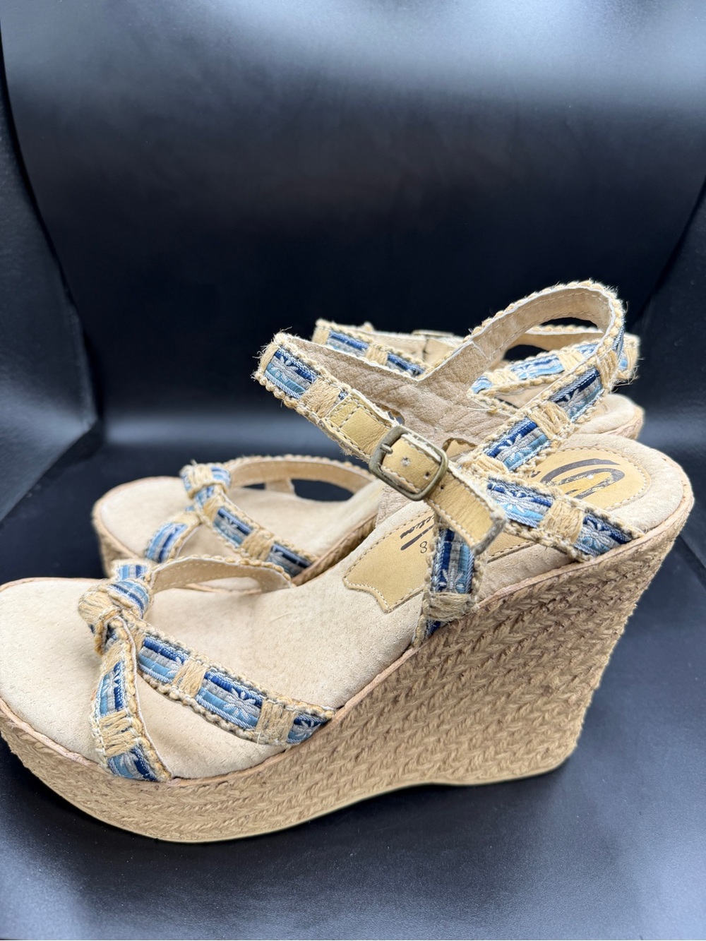 Sbicca Women’s Denim-Trim Espadrille Wedge Sandals - Blue